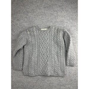 Aran Crafts Sweater Womens Large Gray Wool Cashmere Cable Knit Ireland
